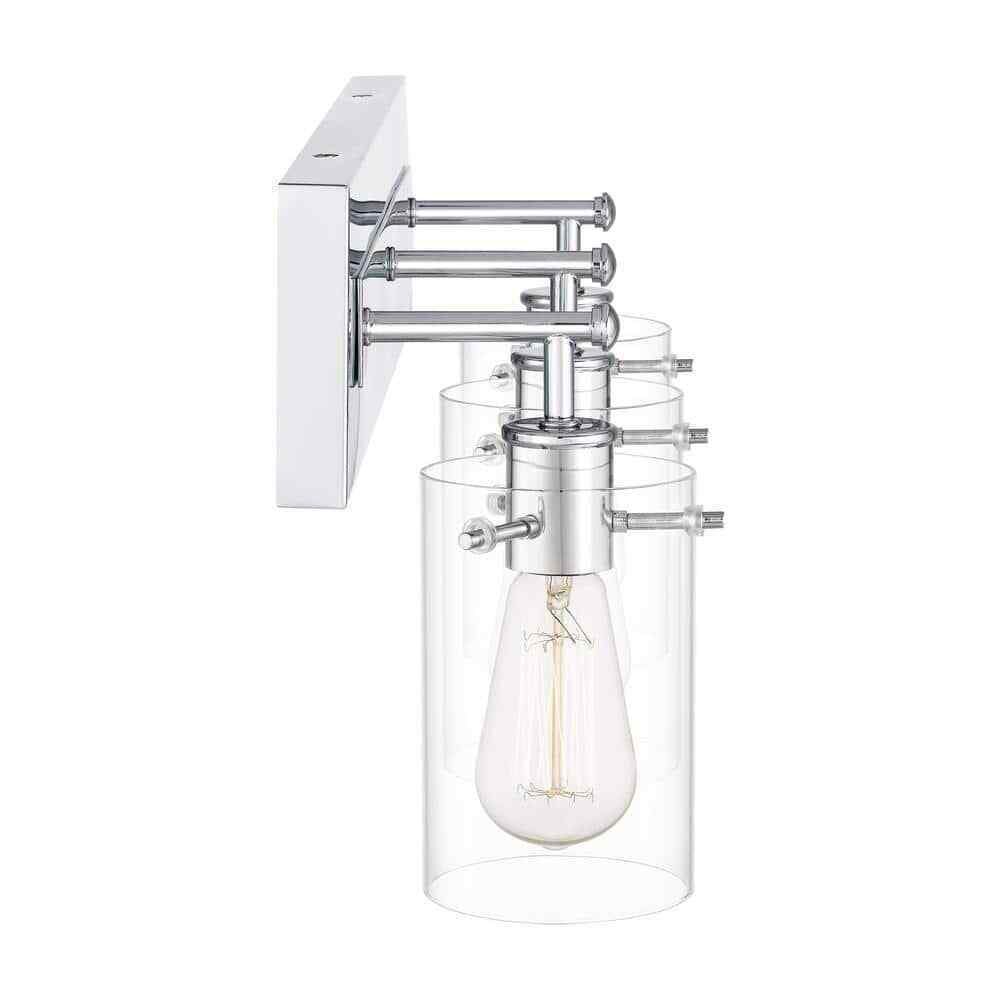 Hampton Bay Regan 21 in. 3-Light Chrome Vanity Light w/ Clear Glass Shades