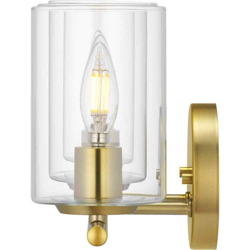 Hampton Bay Champlain 3-Light Gold Satin Brass Modern Bathroom Vanity Light