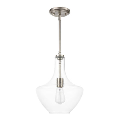 Light Society Sienna 1-Light Satin Nickel Pendant with Clear Glass Shade
