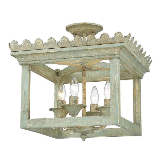 Golden Lighting Finley 16.25 in. Vintage Sage Semi-Flush Mount 0838-SF VS