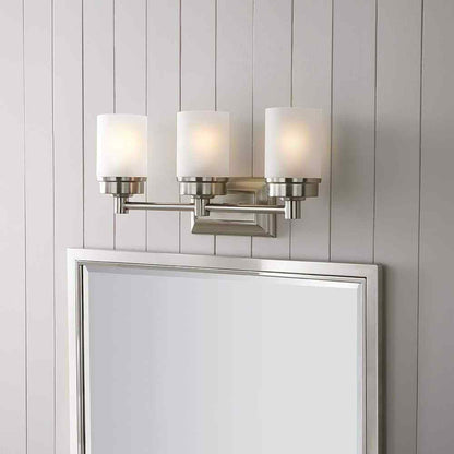 Hampton Bay Cade 3-Light 20.25 in. Brushed Nickel Vanity Light w/ Frosted Glass