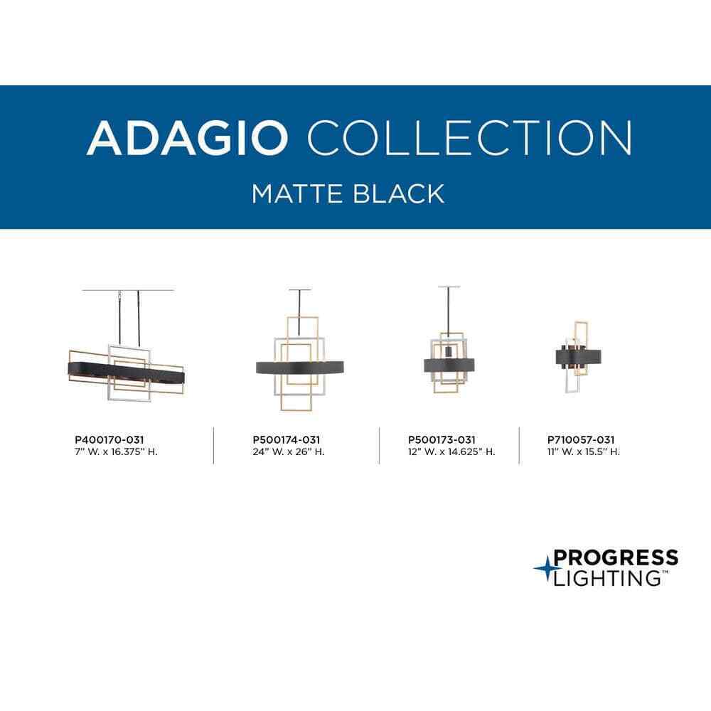 Progress Lighting Adagio Collection 2-Light Black and Gold Modern Wall Sconce