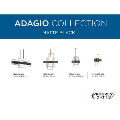 Progress Lighting Adagio Collection 2-Light Black and Gold Modern Wall Sconce