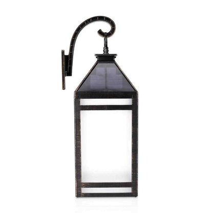 Metallic Black Solar LED Outdoor Hanging Light Sconce w/ Hanger