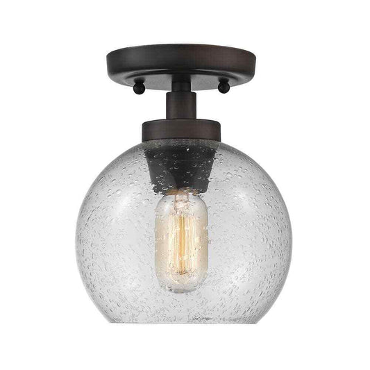 Golden Lighting Galveston 1-Light Rubbed Bronze Flush Mount Light