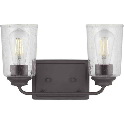 Hampton Bay Evangeline 13-5/8 in. 2-Light Modern Bronze Bathroom Vanity Light