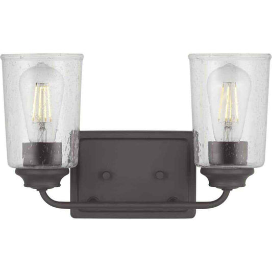 Hampton Bay Evangeline 13-5/8 in. 2-Light Modern Bronze Bathroom Vanity Light