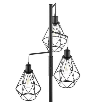 Hampton Bay Winfield 69 in. 3-Light Black Floor Lamp with Metal Shades