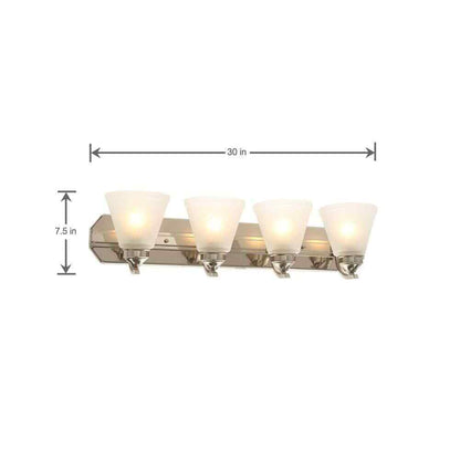 Hampton Bay Tavish 30 in. Brushed Bathroom Vanity Light w/ Frosted Glass Shade