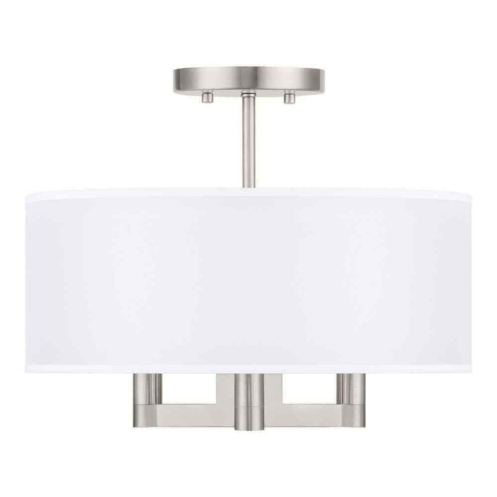 Home Decorators Hiddenbrook 15 in. 3-Light Brushed Nickel Semi-Flush Mount
