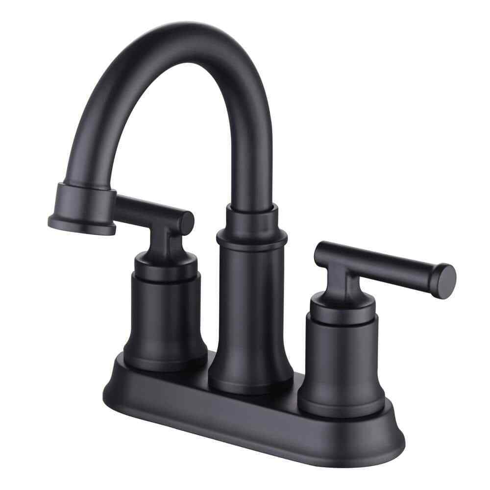 Glacier Bay Oswell 4 in. Centerset 2-Handle High-Arc Bathroom Faucet Matte Black