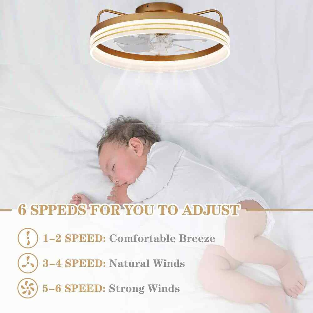 Bella Depot 20 in. LED Indoor Gold Dimmable Ceiling Fan w/ Light and Remote