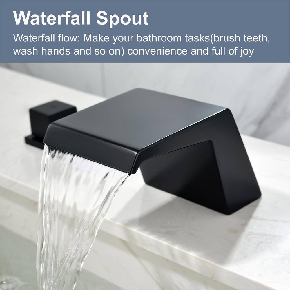 UKISHIRO 8 in. 2-Handle Low-Arc Bathroom Faucet in Spot Defense Matte Black