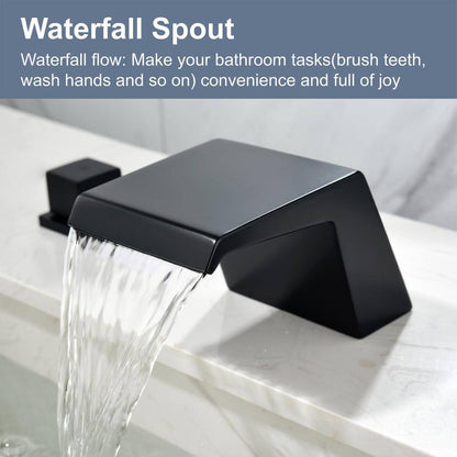 UKISHIRO 8 in. 2-Handle Low-Arc Bathroom Faucet in Spot Defense Matte Black