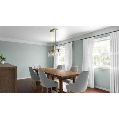 Hampton Bay Regan Brushed Gold Industrial Linear Chandelier  Clear Glass Shades