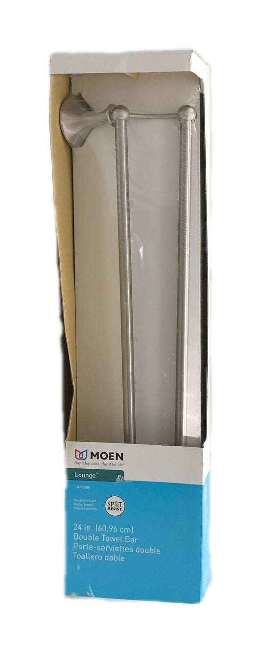 MOEN Lounge 24 in. Double Towel Bar in Brushed Nickel DN7722BN