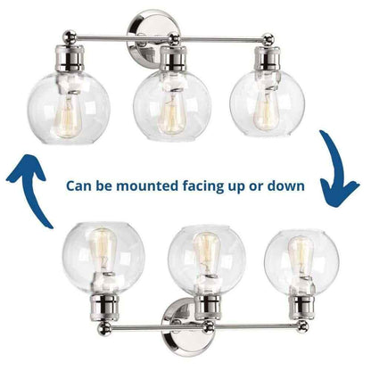 Progress Lighting Hansford 3-Light Polished Nickel Clear Glass Vanity Light