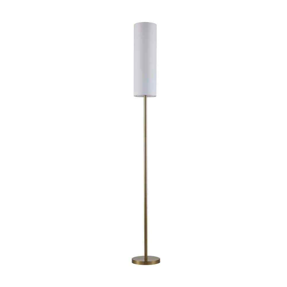 Hampton Bay McCarthy 66.5 in. 1-Light Gold Floor Lamp with Slender Fabric Shade