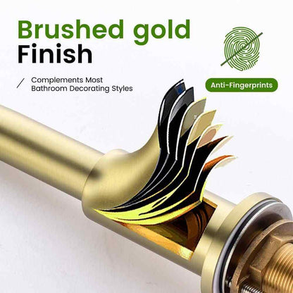 UKISHIRO 8 in. Widespread Double Handle High-Arc Bathroom Faucet in Brushed Gold