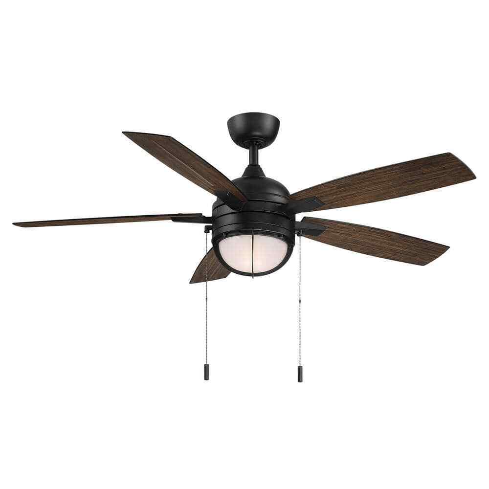 Hampton Bay Seaport II 52 in. Indoor/Outdoor Matte Black Ceiling Fan with Light