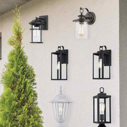 Pia Ricco 1-Light Textured White Outdoor Post Light with Clear Glass