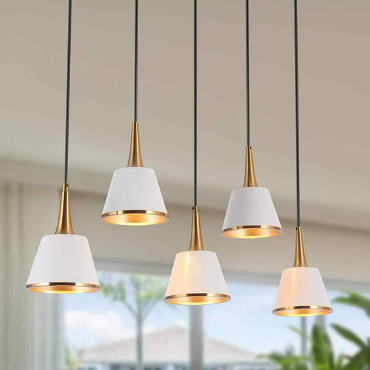 LNC Idaikos Modern 5-Light Black and White Island Chandelier