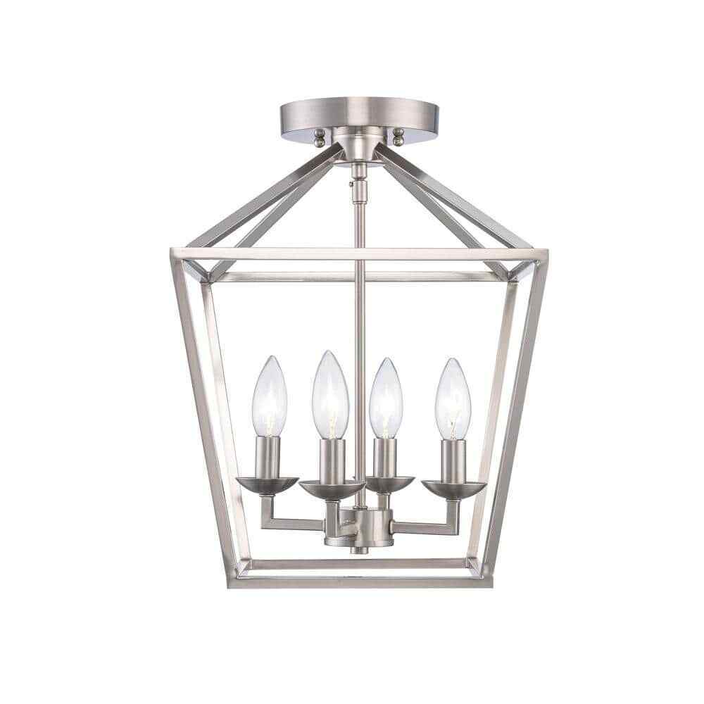 Home Decorators Weyburn 16.5 in. 4-Light Brushed Nickel Semi-Flush Ceiling Light
