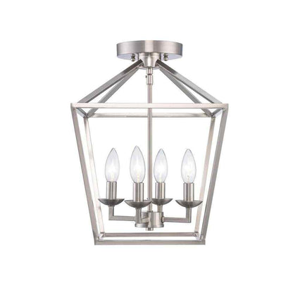 Home Decorators Weyburn 16.5 in. 4-Light Brushed Nickel Semi-Flush Ceiling Light