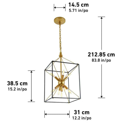 Artika Clyde 25-Watt 9-Light Black and Gold Modern Sputnik Pendant Chandelier