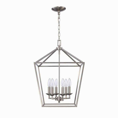 Home Decorators Weyburn 6-Light Brushed Nickel Caged Farmhouse Chandelier