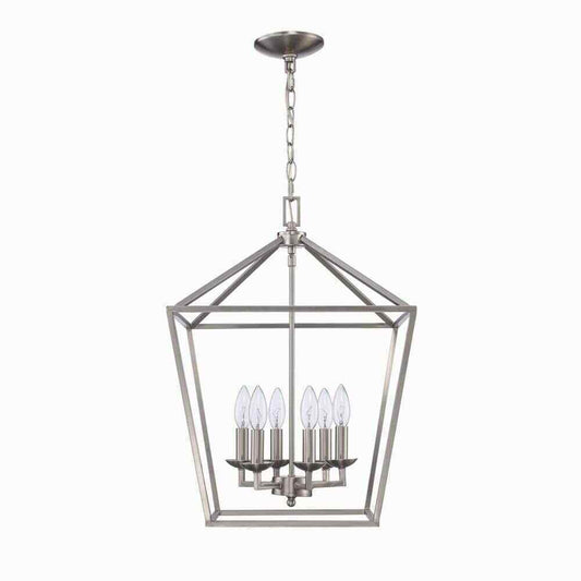 Home Decorators Weyburn 6-Light Brushed Nickel Caged Farmhouse Chandelier
