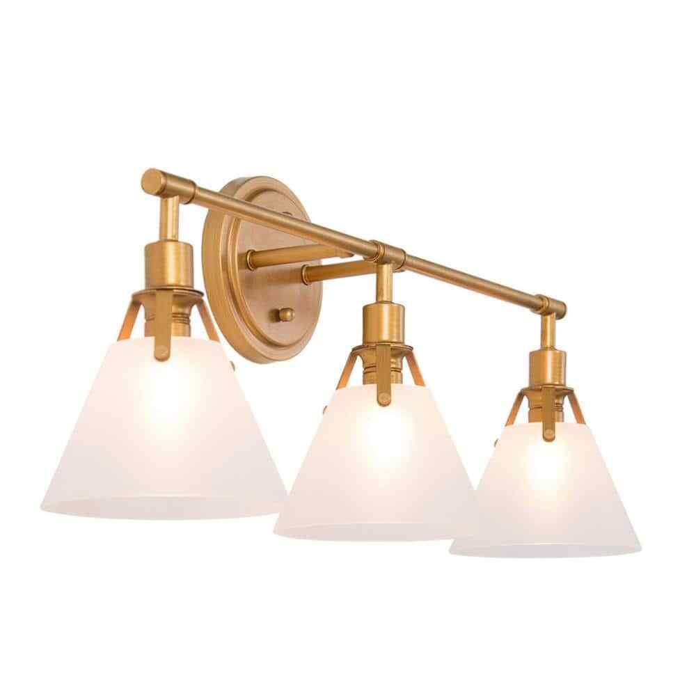 LNC Brushed Gold Bell Vanity Light 25.5 in. 3-Light Antique Wall Sconce