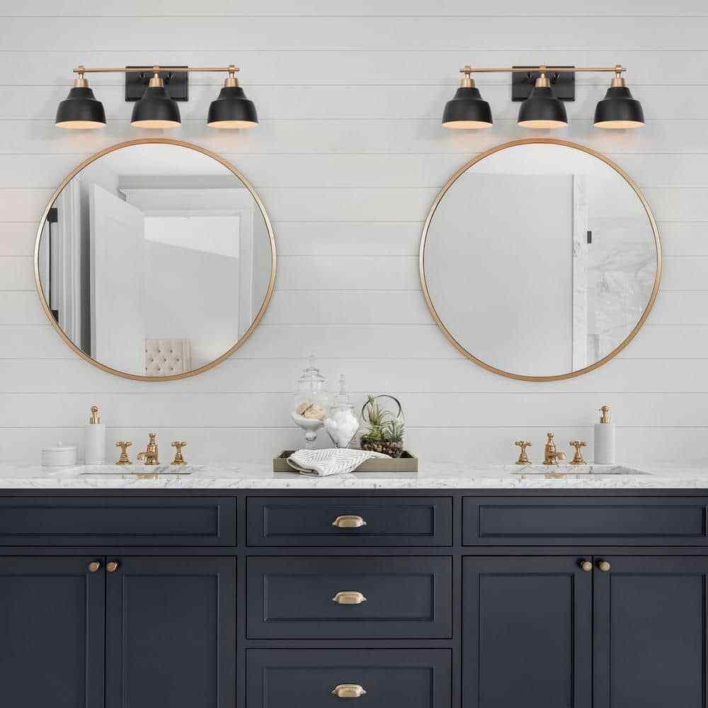 LNC Modern Black Bathroom Vanity Light w/24.5 in. 3-Light Metel Bath Wall Sconce