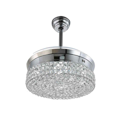 Bella Depot 36 in. LED Indoor Chrome Retractable Crystal Ceiling Fan