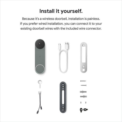 Google Nest Doorbell Battery - Smart Wi-Fi Video Doorbell Camera - Ivy