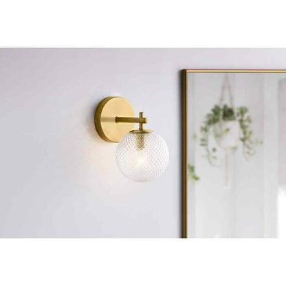 Hampton Bay Walsh 1-Light Brass Wall Sconce Light with Prismatic Glass Shade