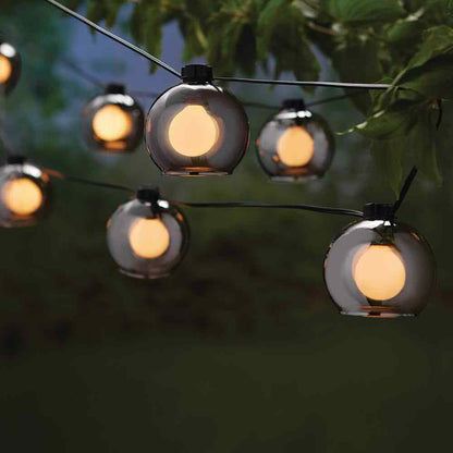 Hampton Bay 8-Light 10 ft. BlackPlug-In String Light w/ Smoky Glass Shades