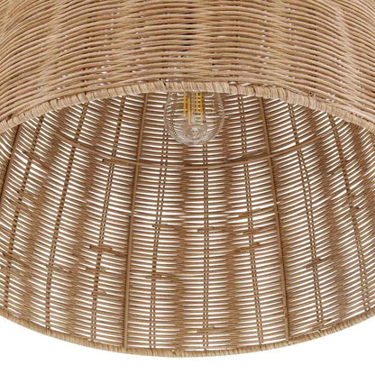 Hampton Bay Highler 1-Light Matte Black Island Pendant with Natural Rattan Shade