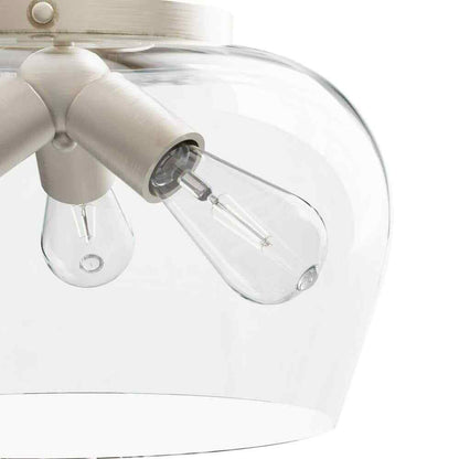 Merra 3-Light Blushed Nickel Semi Flush Mount Ceiling Light with Glass Shade
