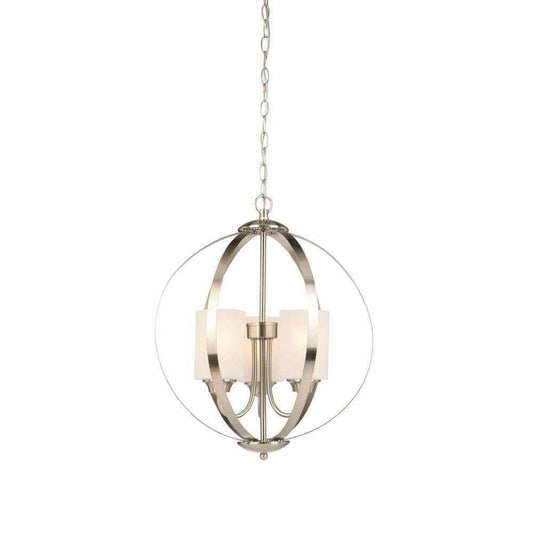 Hampton Bay Findlay 3-Light Brushed Nickel Chandelier w/ Etched White Glass