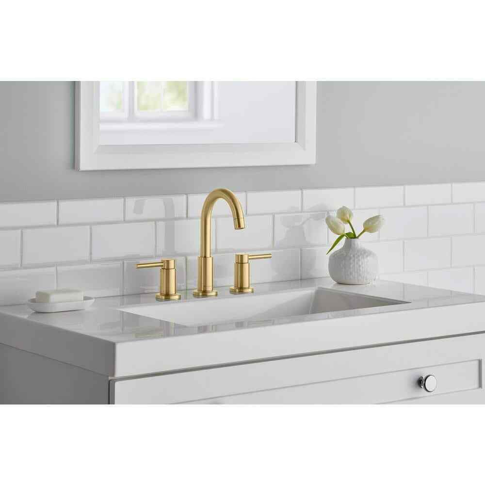 Glacier Bay Dorind 8 in. Widespread 2-Handle High-Arc Bathroom Faucet Matte Gold