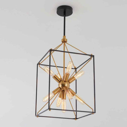 Artika Clyde 25-Watt 9-Light Black and Gold Modern Sputnik Pendant Chandelier
