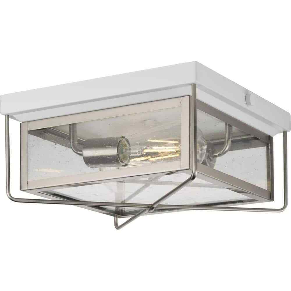 Progress Lighting Barlowe 2-Light Stainless Steel Farmhouse Flush Mount Light