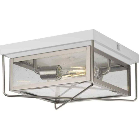 Progress Lighting Barlowe 2-Light Stainless Steel Farmhouse Flush Mount Light