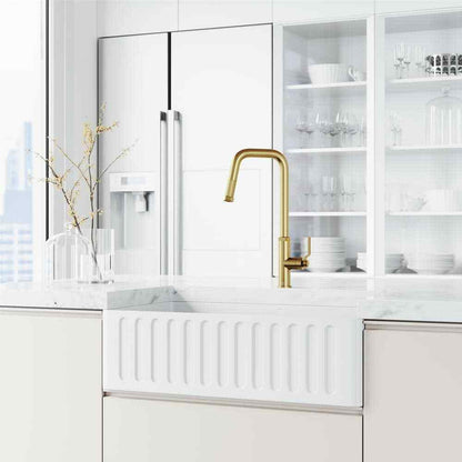 VIGO Hart Angular Single Handle Pull-Down Kitchen Faucet in Matte Brushed Gold