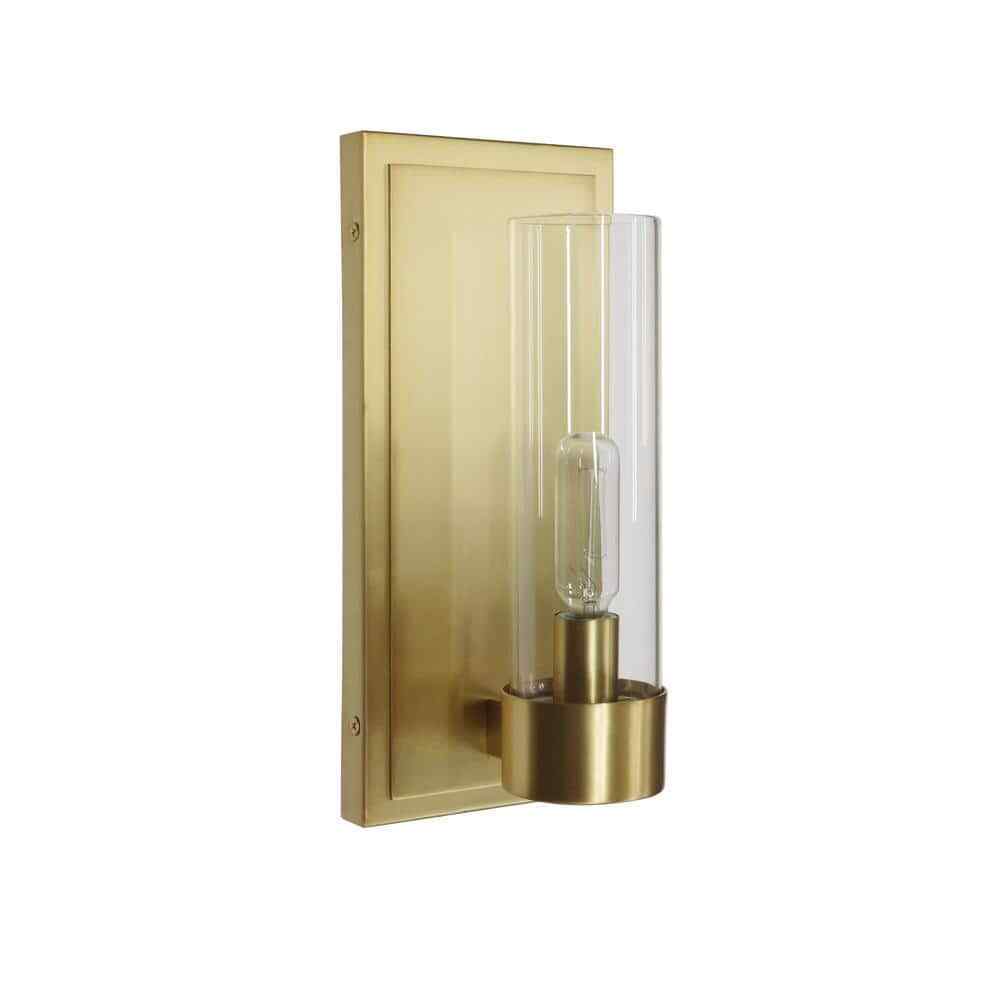 Home Decorators Closmere 5 in. 1-Light Brushed Gold Wall Mount Sconce Light