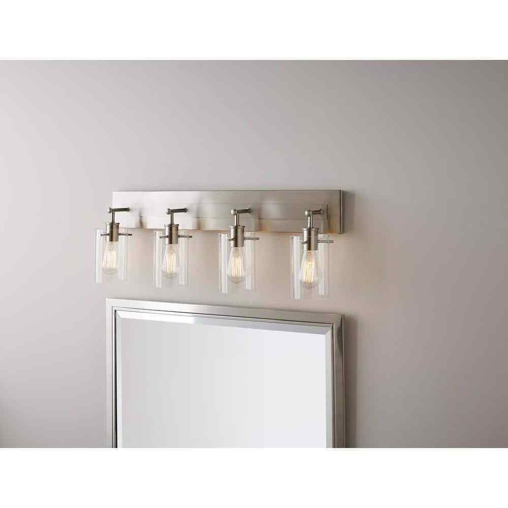 Hampton Bay Regan 29.13 in. 4-Light Brushed Nickel Bathroom Vanity Light