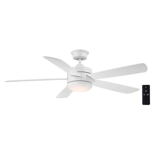 Hampton Bay Averly 52 in. LED Matte White Ceiling Fan w/ Light + Remote Control