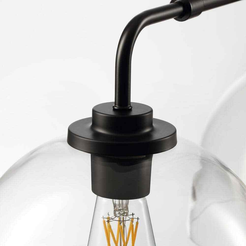 KAISITE 3-Light Black Shaded Pendant Light w/ Transparent Glass Shade