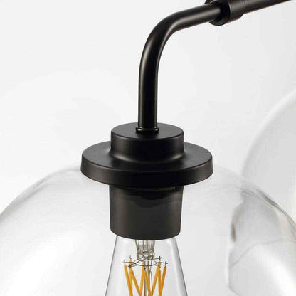 KAISITE 3-Light Black Shaded Pendant Light w/ Transparent Glass Shade